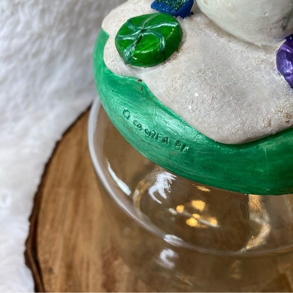 Vintage Hand Painted Ceramic Snowman Cookie Jar Candy Jar - Picture 4 of 8